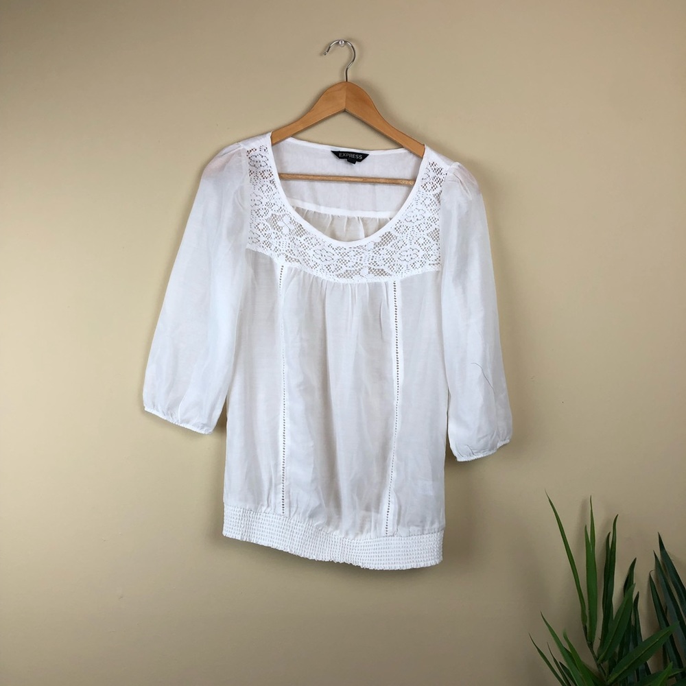 BOHO Cream Crochet Lace Top
